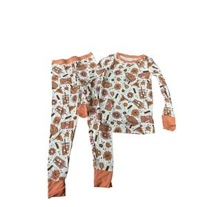 Kiki LuLu Kids Pajamas 5-6 Pizza Drink Flower Print Long Sleeve Pants Set